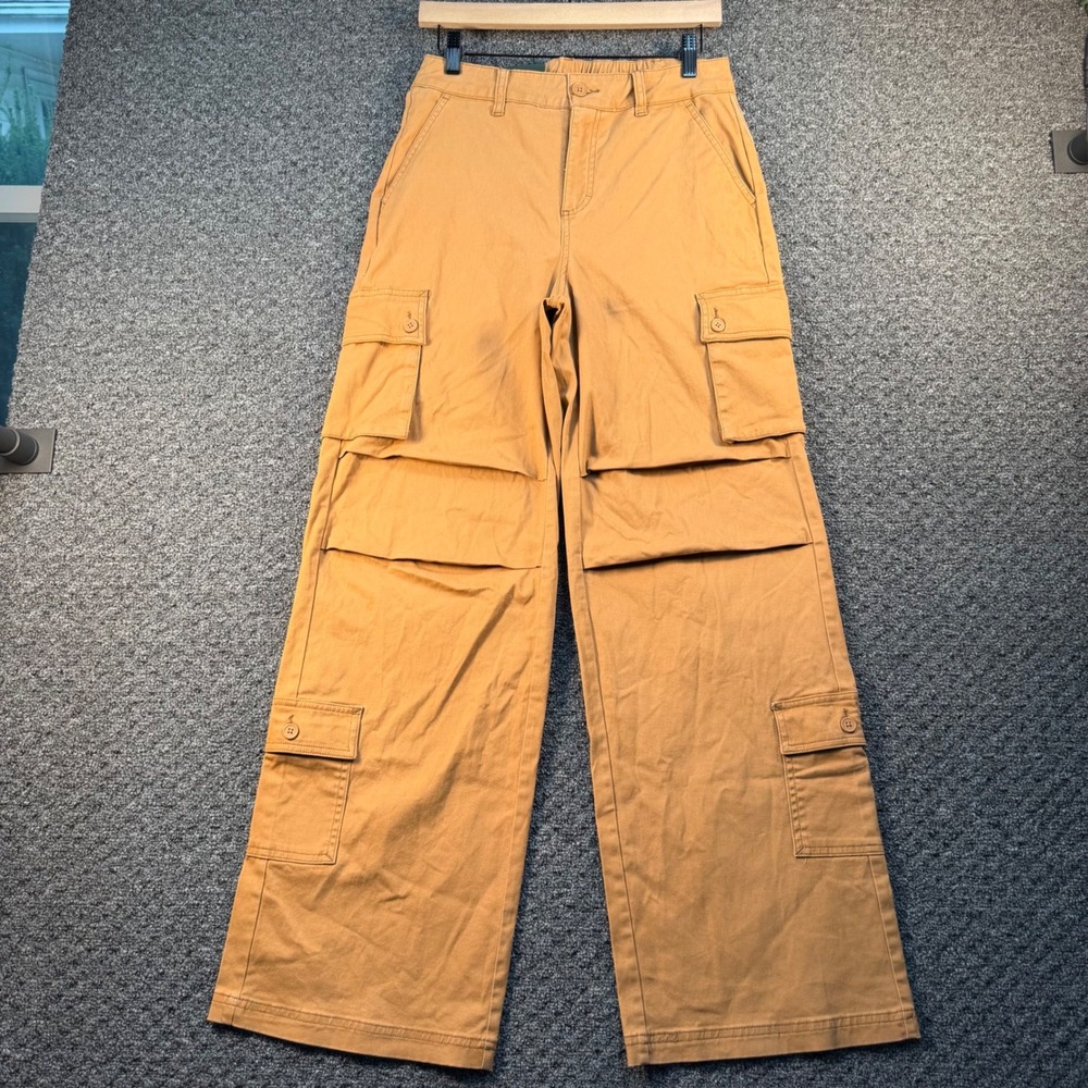 Wild Fable Womens High Rise Wide Leg Cargo Pants Camel Brown Size S 31 Inseam